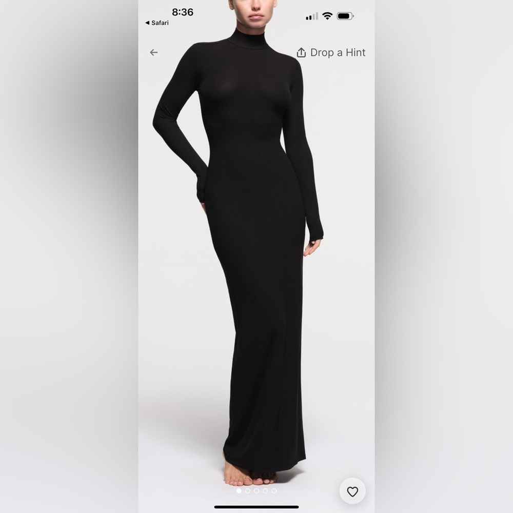 SKIMS NWT Soft Lounge Turtleneck Long Sleeved Dress - Onyx